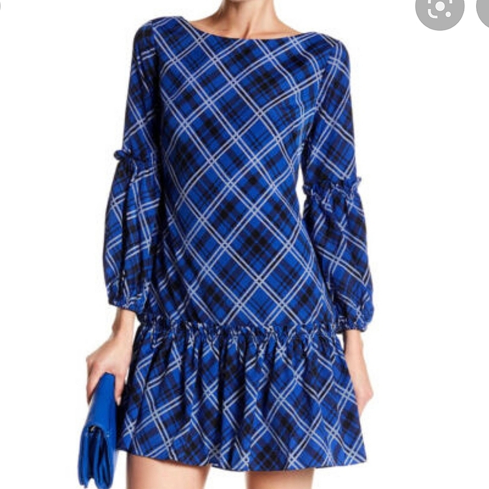 Eliza J Ruffled Plaid Dress